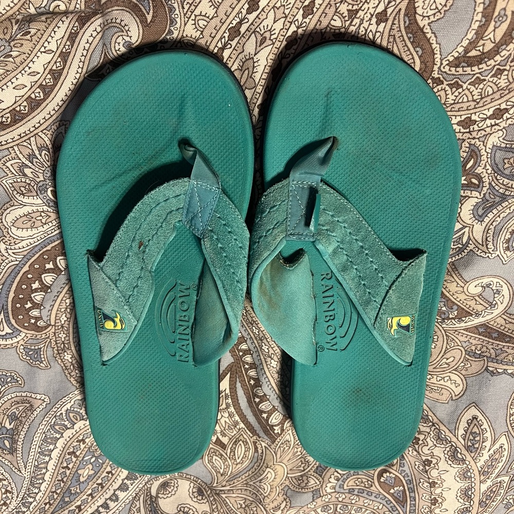 Rainbow Flip Flops University of North Carolina Wilmington Logo size 9